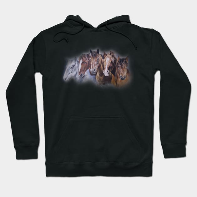 Beautiful herd of horses acrylic painting Hoodie by StudioFluffle